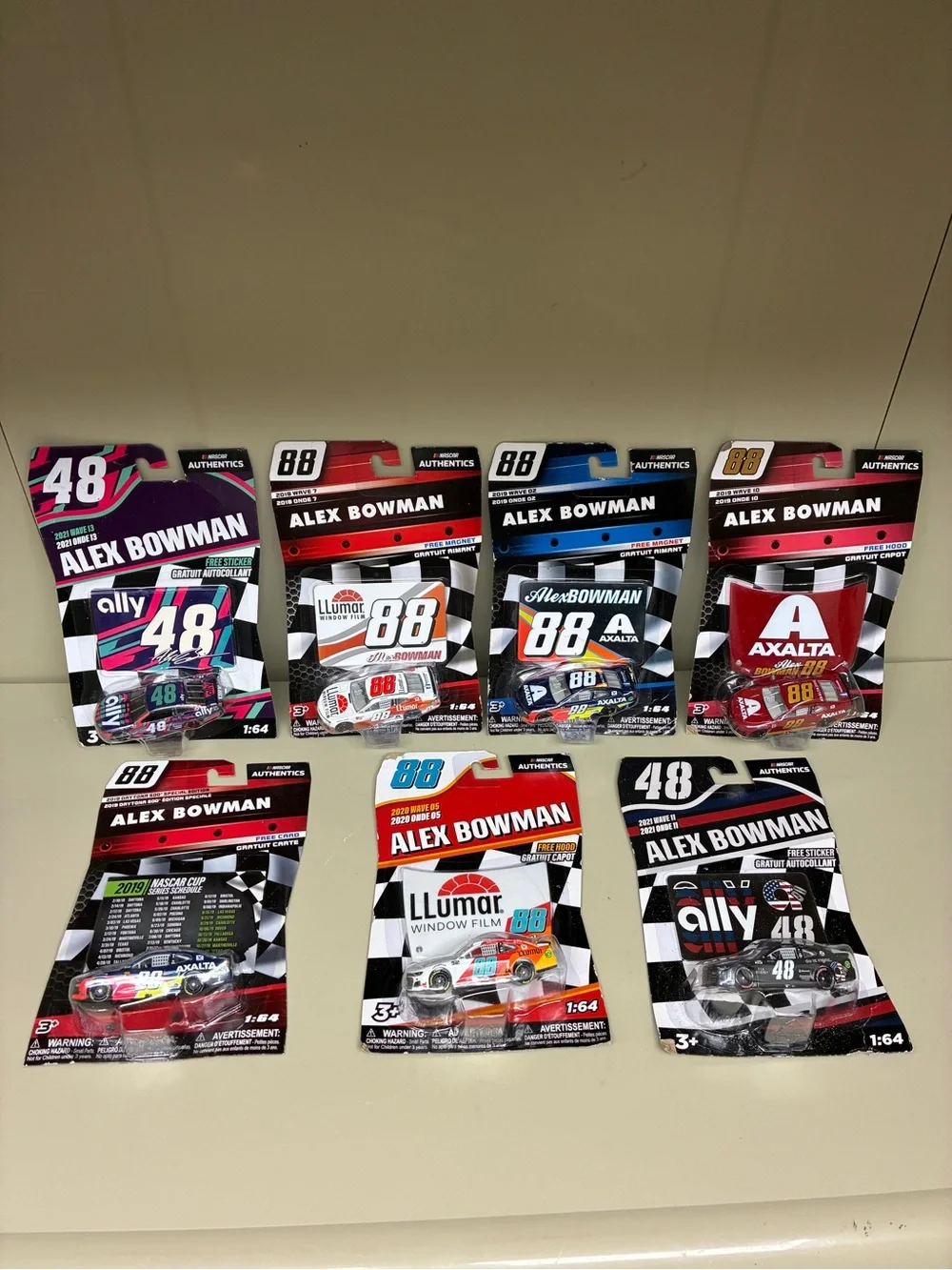 NASCAR Authentics Alex Bowman 1:64 Diecast Lot of 7 Cars #88 #48 Chevy Axalta
